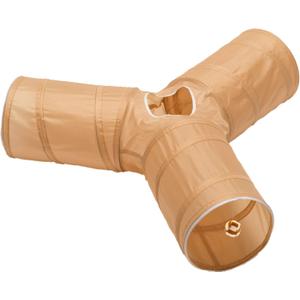 Cat Tunnel - Collapsible 3 Way Play Toy - Tube Fun for Rabbits, Kittens, and Dogs - All Brown
