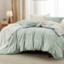 Bedsure Oversized Queen Comforter Set - Sage Green Bed Set, 3 Pieces Cute Floral Bedding, 1 Soft Reversible Botanical Flowers Comforter and 2 Pillow Shams