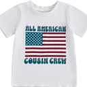 4th of July USA Shirts Baby Boy Girl Merica Shirt Little Kids Fourth of July Outfit Summer T-Shirt Top (Cousin Crew), Size: 3T