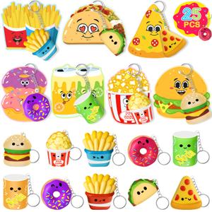 FHOZGECY Valentines Day Cards for Kids School, 25PCS Slow Rising Squishy Toys for Boys and Girls, Valentines Cards for Kids Classroom with Keychains, Valentines Classroom Exchange Party Favors