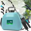 Battery Powered Sprayer 2 Gallon, 2025 Upgraded Electric Weed Sprayer with 3 Spray Forces, Battery Indicator, Rechargeable Handle,4 Mist Nozzles,23.6" Retractable Wand,Shoulder Strap, for Lawn&Garden