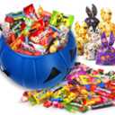 Blue Pumpkin Bucket 7.0" Halloween Plastic Trick or Treat Bucket Candy Bowl for Halloween Party Favors Supplies Props