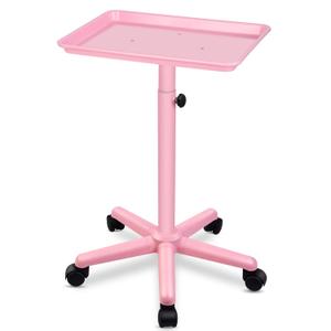 Salon Seor Pink Salon Tray with Wheels, Height Adjustable Hair Color Service Tray for Spa, Tattoo, or Home Use