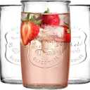 Glaver's Drinking Glasses – Set of 3 Authentic Mason Vintage Glassware – Clear Glass Tumblers for Cocktails, Water, Juice – Embossed Vintage Drinking Glasses (Highball 18 oz 7983), 2 Big Cups, and 1 Shot Glass