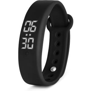 Black Vibrating Alarm Wristband for Heavy Sleepers with Body Temperature Monitoring Waterproof Noiseless Silent Shock Watch USB Rechargeable for Students Sports Won’t Wake Your Partner