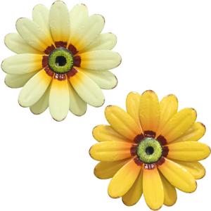 YEAHOME 10'' Sunflower Wall Decor, Metal Flower Wall Art Decorations, Sunflower Spring Yard Garden Decor Hanging for Kitchen, Bathroom, Handmade Gift for Indoor or Outdoor, Set of 2 Wall Sculptures