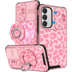 Samsung Galaxy S24 Ultra Case - with Ring Stand & Camera Cover Aesthetic Cute Designed Samsung S24 Ultra Phone Case Compatible with Magsafe,  Pink