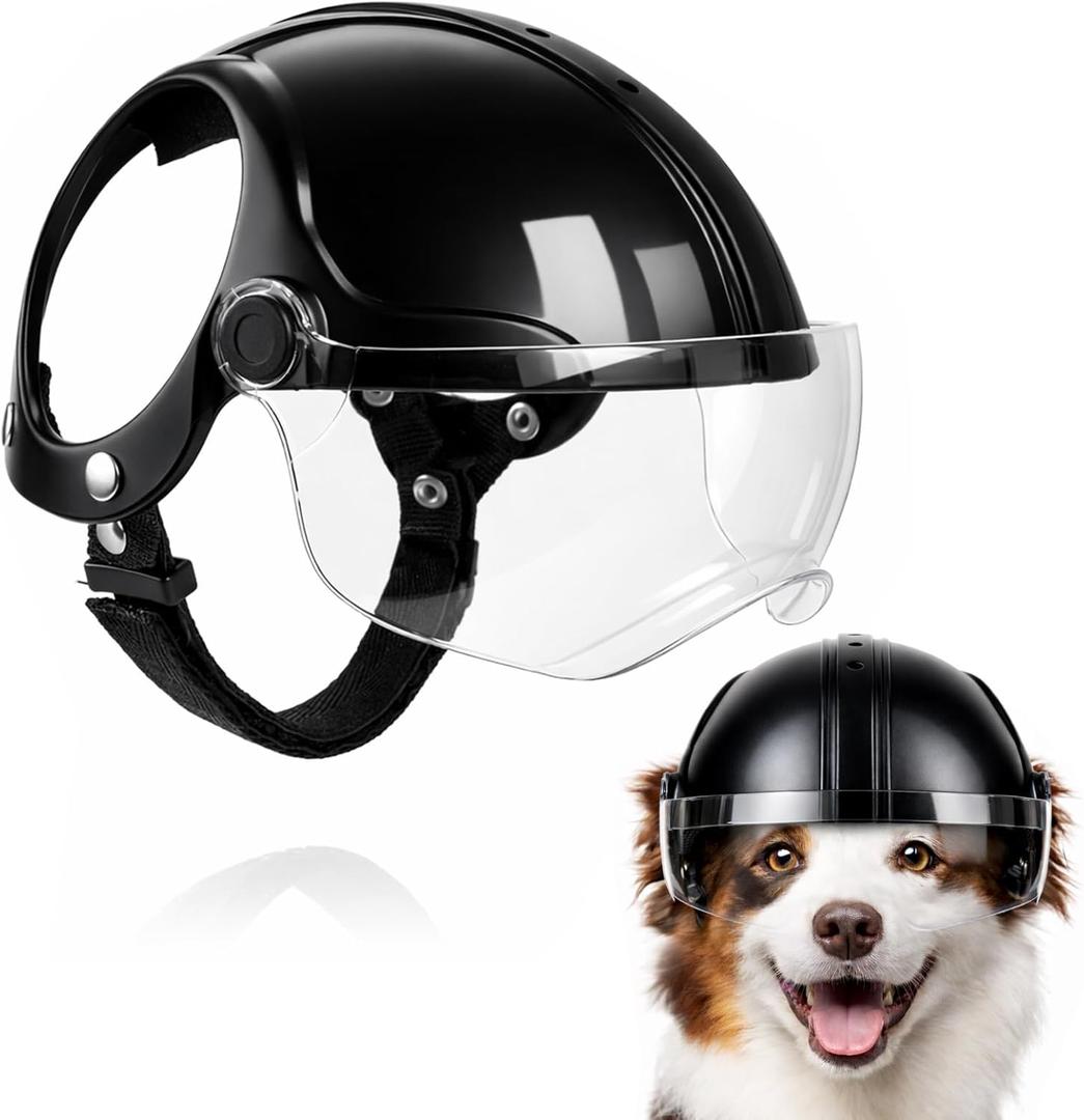 Petmolico Safety Helmets for Dogs, Dog Helmet with Anti-UV Clear Goggles&Ear Holes&Adjustable Strap, Comfortable&Protective Goggles Helmet for Small Animals for Outdoor Driving/Riding/Hiking/Biking