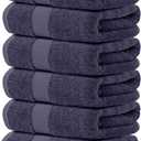 White Classic Luxury Navy Blue Hand Towels - Soft 100% Turkish Cotton | Highly Absorbent Hotel spa Bathroom Towel Collection | 16x30 Inch | Set of 6