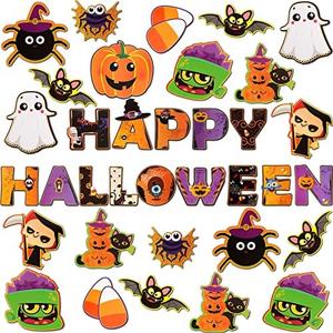 Marspark 68 Piece Halloween Decoration Set - Pumpkin Spider Bat Ghost Cutouts