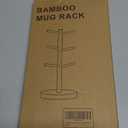 Wisuce Black Coffee Mug Tree, Updated Thick Bamboo Mug Holder Base,Coffee Cup Stand Mug Holders with 6 Hooks for Countertop Cup Rack Organizer Stand (White)