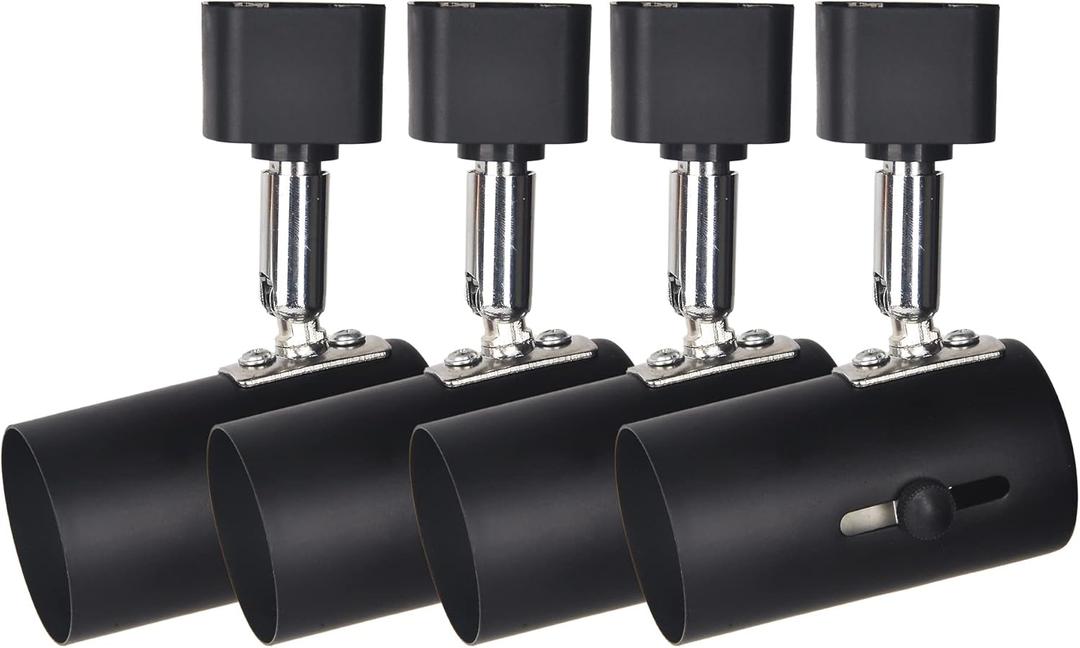 H Type Black Universal line Voltage Track Lighting Heads E26(no Bulb),ETL Listed,4Pack