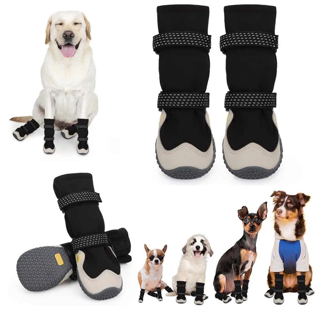 Dog Shoes for Large Small Medium Dogs, Dog Snow Boots Winter, Dog Booties and Paw Protectors to Prevent Licking, Anti-Slip Dog Shoes with Reflective for Hot Pavement, Hardwood Floors, Hiking (Size 6)