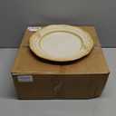 Yokiiimakiii Ceramic Flat Plates Set of 4, 10.5 inch Reactive Glaze Stoneware Dish Set for Dessert, Salad, Appetizer, Dinner, Dishwasher & Oven Safe, Scratch Resistant-Faint Yellow