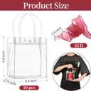 Jutieuo 50 PCS Clear Plastic Gift Bags with Handles, 4.9 x 5.9 x 2.8 inches Small Reusable Transparent Party Favor Bags PVC Goodie Bags Bulk for Weddings, Baby Showers, Birthdays