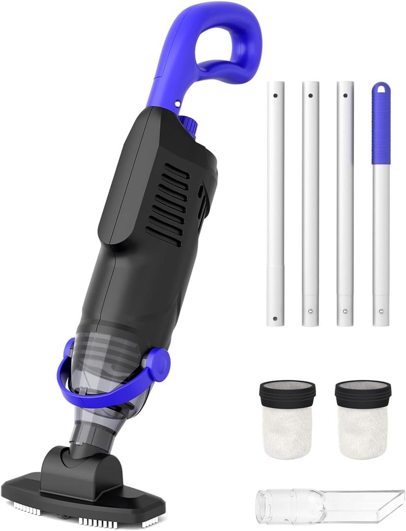 (2026 Upgrade) Little Shark Cordless Pool Vacuum, 60W Motor, 18 GPM Strong Suction, 5000mAh Battery, 60-Min Runtime, Compact Lightweight Handheld Pool Cleaner for Above Ground Pools & Hot Tubs