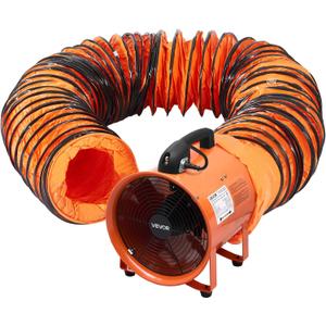 VEVOR Portable Ventilator with Hose, 2 Speed, 10 Inch Utility Blower Exhaust Fan with 33ft Flexible Duct, 292W 1948CFM High Velocity Industrial Air Mover for Extraction and Ventilation