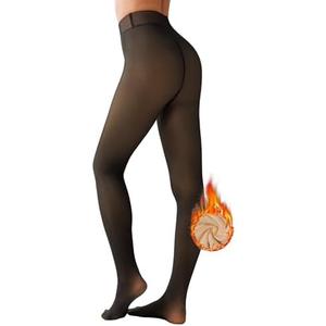 Tournesol Women's Fleece Lined Tights Thermal Pantyhose Fake Translucent Tights Warm Sheer Thick Leggings for Winter, Size XS-M