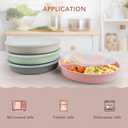 greenandlife 9 Inch 4PCS Divided Plates with Lids, Portion Control Plates for Kids Adults, Dishwasher Microwave Safe Compartment Plate, Unbreakable Lightweight Reusable Wheat Straw Plate Set, INS