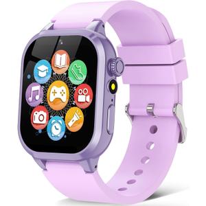 Kids Game Smart Watch 1.54" HD Touch Screen, 30+ Educational Games, Camera, Pedometer, Alarm, MP3 Player, Torch, Auidobook, Learn Card,Time Tools, Parental Control, Wrist Watch for Boys Girls (Purple)