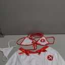 PURFUN Women Sexy Nurse Costume Lingerie Set 3Pcs Nurse Uniform Halloween Cosplay Roleplay Babydoll Set Rave Party Outfits (Medium)