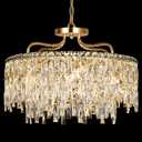 Gold Crystal Chandeliers for Dining Room Light Fixture, 24" Modern Round Chandeliers8 Lights Luxury Ceiling Pendant Ceiling Lighting for Dining Room Bedroom Entryway Foyer Staircase