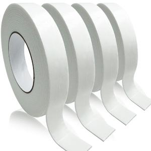 Double Sided Foam Tape, Strong Adhesion Mounting Tapes (L196IN * W0.94IN * 4 Rolls), White, Heavy Duty Sticky Strips for Wall Art, Office Decor, Posters/Picture Hanging, Packaging, Bonding