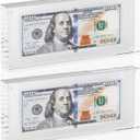 Dollar Bill Frame Display 2 Pack 7.8" x 3.9" Acrylic Dollar Bill Holder, Thick Magnetic Self-Standing Display Case for Currency, Tickets, Banknotes, and Stamps (2)