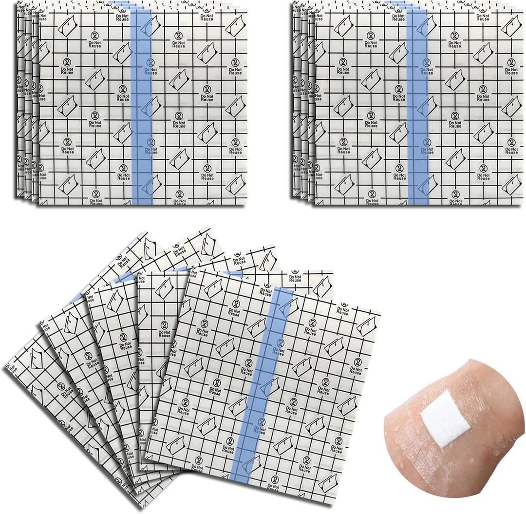 50 Pcs Waterproof Dialysis Port Shower Cover Shields, Tattoo Cover PD Catheter Shower Protector Peritoneal Dialysis Chemo Port Feeding Tube Protector Waterproof Adhesive Bandage(5.9x5.9 Inch)
