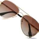 HJSTES Polarized Aviator Sunglasses for Women Men Classic Metal Shades Mirror Lens 100% UV Blocking, 58mm (A08 Gold Frame/Gradient Brown Lens)