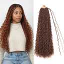Boho lsland Twist Crochet Hair 24 Inch 8 Packs Medium Auburn Pre-Looped Senegalese Twist Crochet Braids with Curly Ends Synthetic Goddess Twist Crochet Hair for Black Women30# 24 INCH