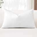 OTOSTAR Chenille Throw Pillow Covers 16x24 Inch Soft Farmhouse White Decorative Pillow Covers Solid Lumbar Cushion Case for Sofa Bed Living Room Couch Home Decor (White)