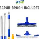 ITTAR Grout & Scrub Brush Combo, Floor Scrubber with Long Handle, Multi-Purpose Stiff Bristles Cleaning Brush Set for Tile, Grout, Deck, Kitchen, Shower Floor (2 Pcs)