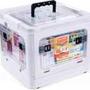 18QT Medicine Storage Box with Handles, Large Capacity First Aid Box, Clear Medical Supply Organizer with Removable Tray, Multipurpose Plastic Medicine Chest with Wheels White-18QT