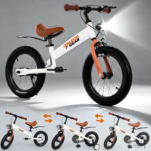 Balance Bike 3 in 1,12/14 inch,The Dual Use of Kids Balance Bike and Kids Bike for 2 3 4 5 6 Years Old,with Pedal kit,Training Wheels,Brakes,Fenders,Front Calip Brake and Rear Coaster Brake