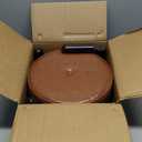 Small Foot Stool, Round Faux Leather Pouf Ottoman Foot Rest, Footstool Ottomans with Rubber Legs Under Desk, 13''L x 13''W x 10.2''H, Footrest for Couch, Living Room, Bedroom, Hallway, Brown