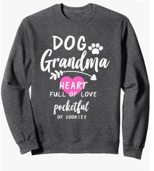 Funny Best Dog Grandma Nana Puppy Dog Lovers Paw Print Sweatshirt, Dark Gray, L