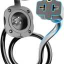 WELLUCK RV Shore Power Inlet Charger Plug 20 Amp 125V AC Power Inlet Port Plug with Integrated Dual 18" Extension Cord, RV Flanged Inlet with Waterproof Back Cover (20Amp AC Port Plug)