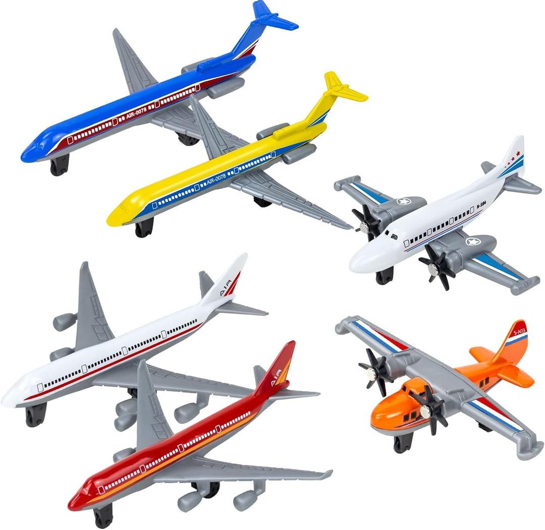 QUANA Airplane Toys, Metal Plane Pull Back Toys for Kids 3-6 Years, Die Cast Aircraft Models, Play Vehicles