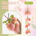 Thiccywoov 10 Pcs Artificial Peach Pendant, Fake Fruit Simulation Peach String Fruits Model for Home Kitchen Party Decorate Lifelike Food Festival Decorations Photo Props