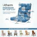 2 Pack Rocking Chair Cushion, Waterproof Chairs Cushions for Adirondack Chairs Patio Chair High Back Thicked Cushions Outdoor and Indoor with Ties, Blue Leaf