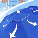 paramondo 7ft Beach Umbrella with Sand Anchor Air Vent Push Button Tilt and Crank, Portable Sunshade Outdoor Patio Umbrella with 8 Sturdy Ribs for Garden, Deck, Backyard, Pool and Beach