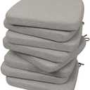 AAAAAcessories Chair Cushions for Dining Chairs, 17 x 16 x 2 in, Set of 8 | Kitchen Chair Pads, Seat Cushions with Featuring Ties, Removable, Machine-Washable, Anti-Slip Covers, Khaki Gray