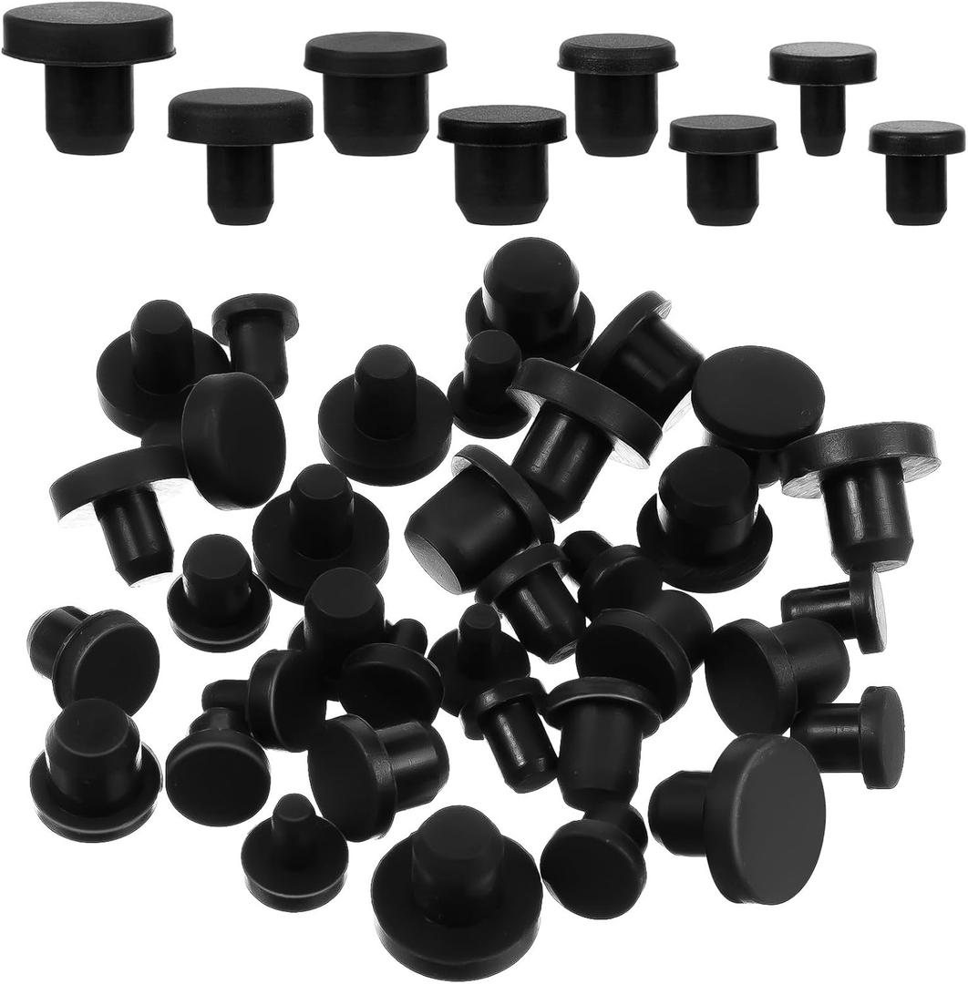 80 Pcs Silicone Rubber Hole Plug, 8 Sizes Plastic Black Hole Plugs Silicone Plug Cap Set, High Temp T-Type Hole Plug for Powder Coating Waterproof Sealing Plugs Pipe Holes Test Tube