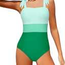 Dearnow Girls Swimsuit One Piece Casual Color-Block Adjustable Straps Girls Bathing Suit Swimwear, Size 11-12Y