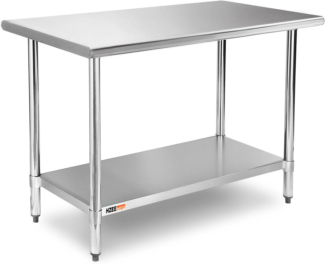 Stainless Steel Table for Prep & Work 24x48 inches,4ft, Commercial Heavy Duty Table with Undershelf for Restaurant, Home,Hotel Kitchen, Laundry Room, Garage,Workshops