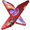 TORRAS Magnetic Slim Fit for iPhone 16 Pro Case 6.3 inch, Ultra-Thin 16 Pro Case Compatible with MagSafe, Lightweight Matte Anti-Scratch Hard PC Cover Phone Case for iPhone 16 Pro Origin Fit, Red