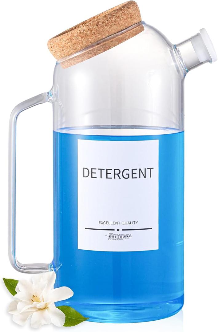 60oz Liquid Laundry Detergent Dispenser with Lables,Glass Laundry Detergent Dispenser,Laundry Detergent Container Laundry Liquid Dispenser