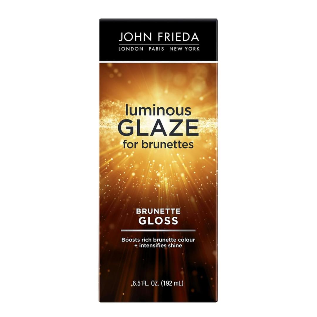 John Frieda Brilliant Brunette Luminous Glaze, Hair Gloss Enhances Rich Color and Boosts Shine for Silky Brunette Hair, Enhances While Mending Damaged Hair Surfaces, 6.5 Oz