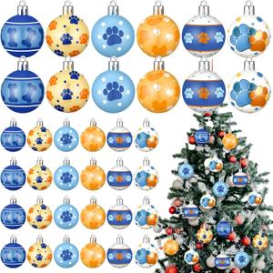Syhood 36 Pcs 1.2'' Mini Blue Dog Christmas Ball Ornaments Christmas Plastic Shatterproof Glitter Ball Hanging Decorations for Xmas Tree Wreath Garland Home Indoor Party Decor